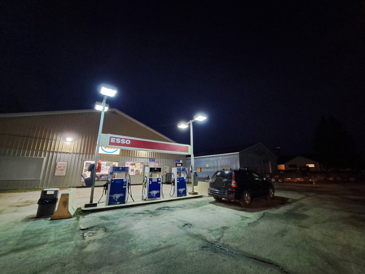 It's dark up north. Getting gas at 7:30 in the morning. #roadtrip #vanlife #explorecanada #ruralmanitoba