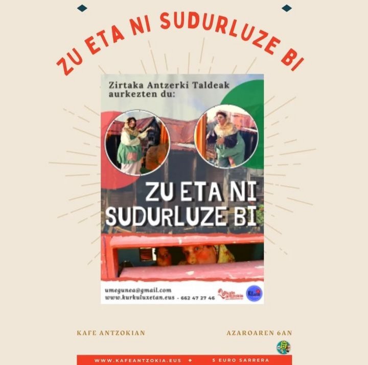 Ez galdu “Zu eta ni, sudur luze bi👃👃"antzezlana 🎭ikusteko aukera!
🗓️Azaroaren 6an, arratsaldez, Bilboko <a href="/kafeantzokia/">Kafe Antzokia</a>
🎫 kafeantzokia.eus
GUK ERE BAI!! EKIMENA: 
Bilboko haurrak euskaraz bizi daitezen!🎉
