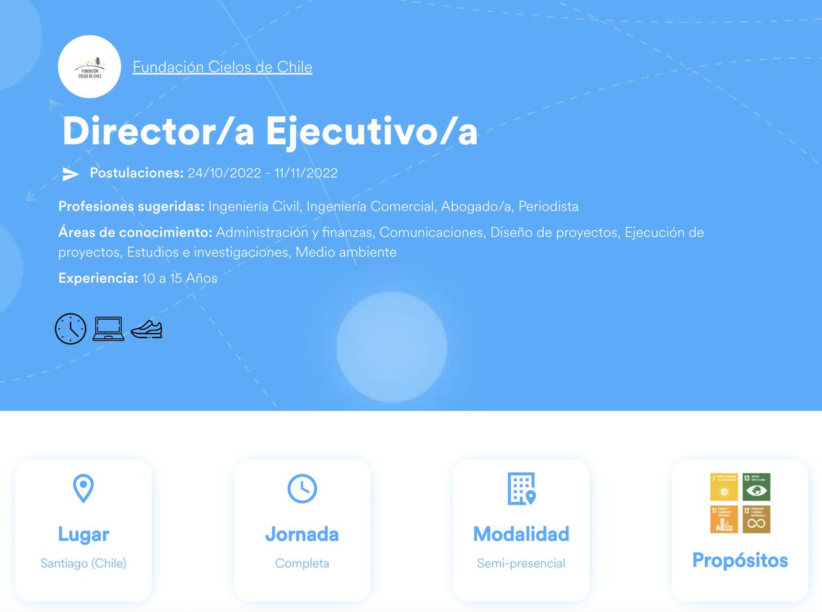 🔭🌃#haypega.
En Fundación <a href="/CielosChile/">Fundación Cielos de Chile</a> estamos buscando al próximo/a director/a ejecutivo/a que lidere el trabajo estratégico y guíe nuestras acciones de promoción y protección de los cielos oscuros en Chile.
👉Revisa las condiciones y postula en pegasconsentido.cl/offer/director…