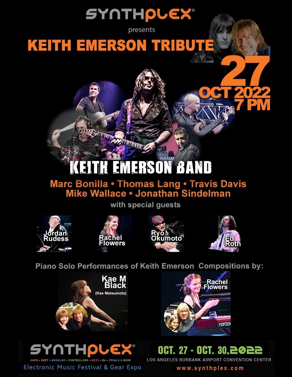 Amazing lineup at the KEITH EMERSON TRIBUTE at SYNTHPLEX 2022 this Thursday, October 27th starting at 7 pm at Burbank Airport Marriott Hotel &amp; Convention Center!  synthplex.com/home  #keithemerson #synthplex #emersonlakeandpalmer #elp #progrock