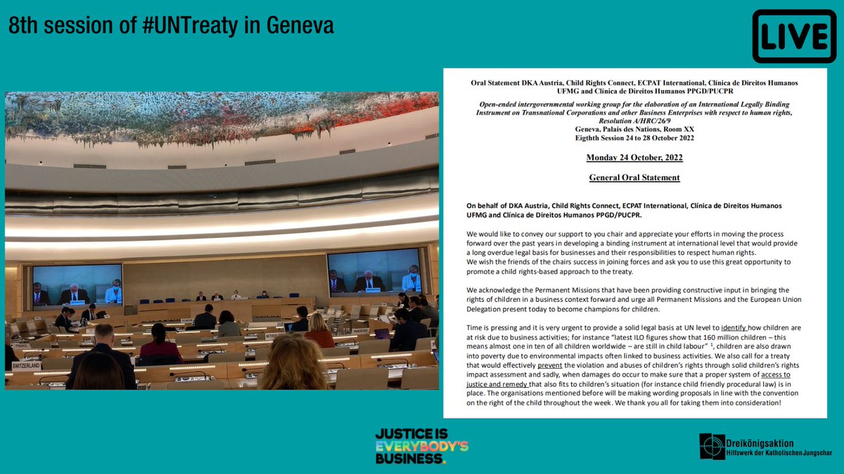 dkaaustria's tweet photo. #UNTreaty, oral statement for children’s rights

📢"We call for a treaty that would effectively prevent the violation and abuses of children’s rights through solid children’s rights impact assessment and make sure that a proper system of access to justice and remedy is in place." https://t.co/kbnIMWo4VS