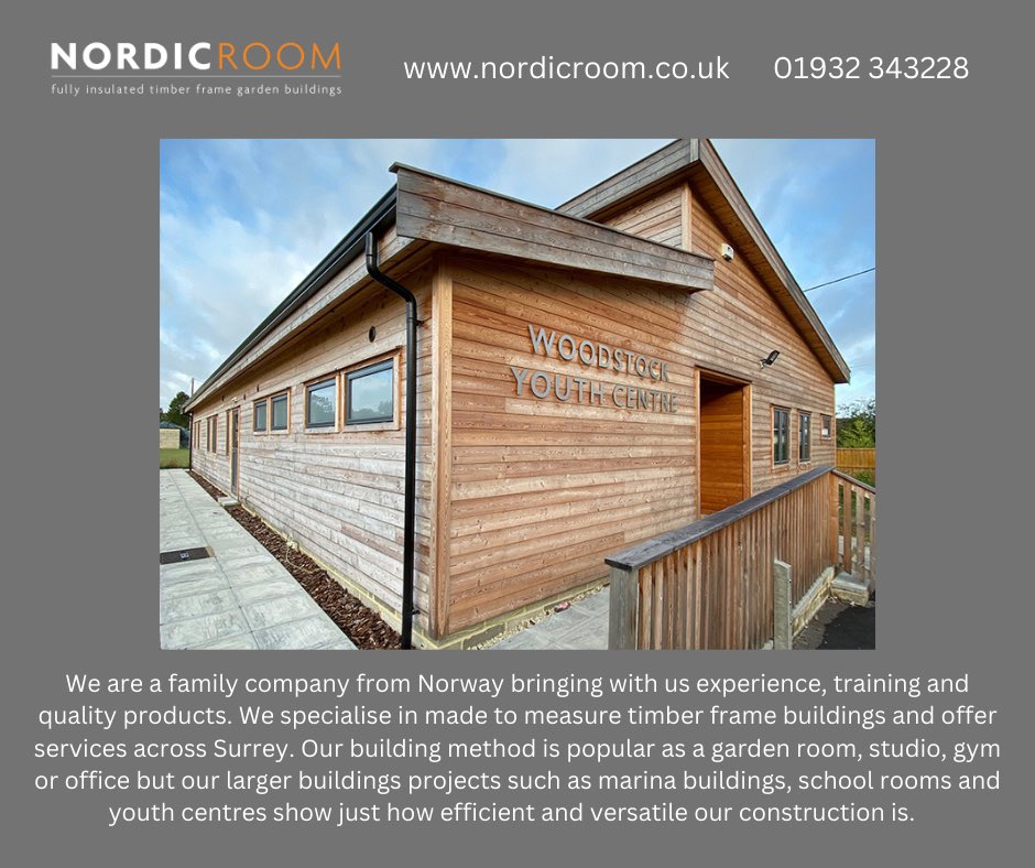 ◦We are a family company from Norway bringing experience &amp; quality products.Our building method is popular as a garden room, gym or offices but our larger buildings such as marina buildings, school rooms and youth centres show just how efficient &amp; versatile our construction is