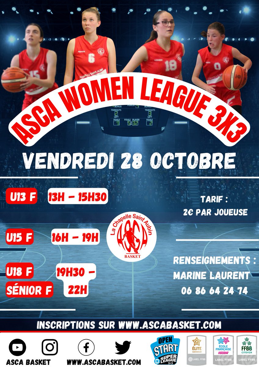 ASCA_Basket's tweet photo. 🚨 Tournoi 3x3 100% féminin🚨

Constitue ton équipe de 3 ou 4 joueuses et inscris toi !!!

Lien d'inscriptions : https://t.co/2Rmm3U8gr3

🔴⚪️ https://t.co/J8jH5iQpnd