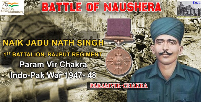 Harpree02146392's tweet photo. Naik Jadunath Singh in #Naushera sector displayed remarkable valor and undaunted #courage against #PakArmy.Even though heavily out-numbered, he fought valiantly with his men in defending his. #ShauryaDiwas #SaviourofKashmir #TheShauryaDiwas #INDvPAK https://t.co/7lrt3z79BJ