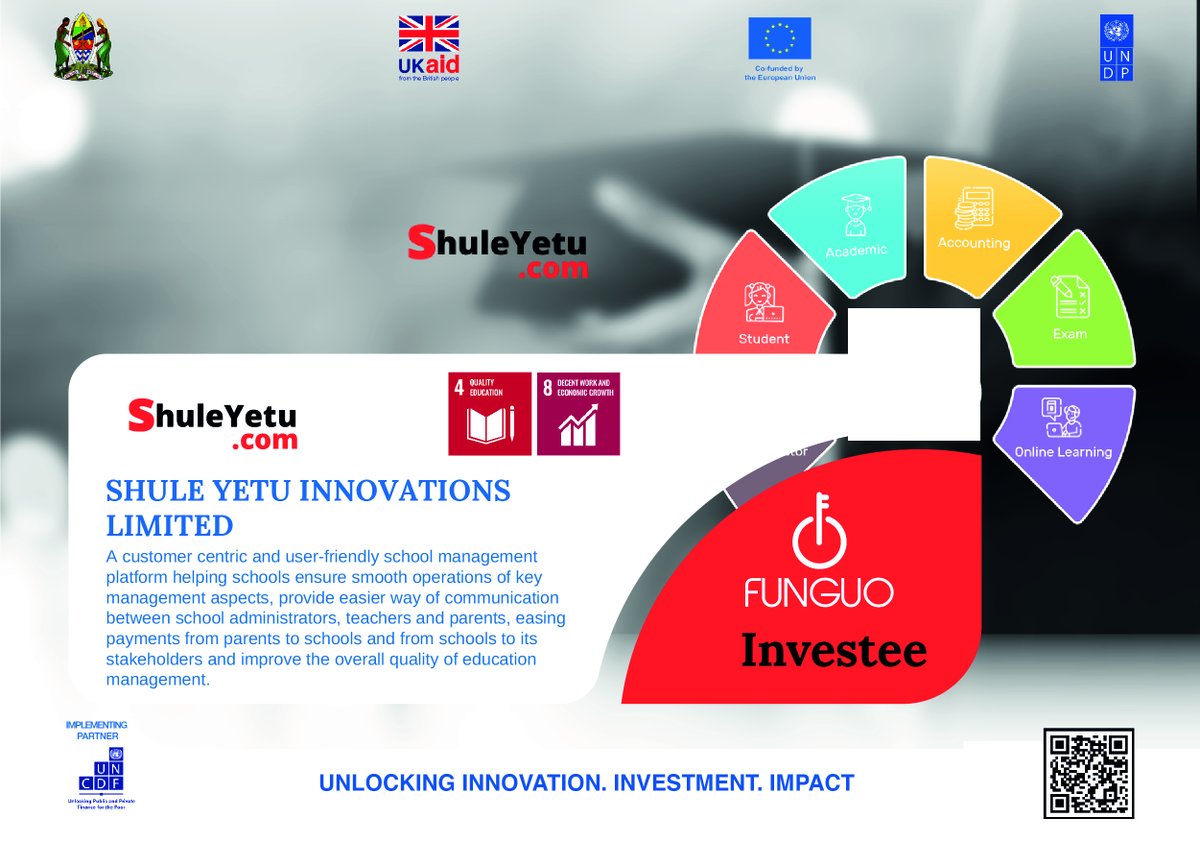 undptz's tweet photo. Congratulations @shuleyetu255 π₯³π for being selected as one of the 26 investees of the first cohort of the @Funguo_Tz funding round by @undptz @UNCDF and funded by @undptz @EUinTZ @UKinTanzania
#InnovationFinancing #ImpactFinancing #UnlockingFinancing https://t.co/48oMV2e9x0