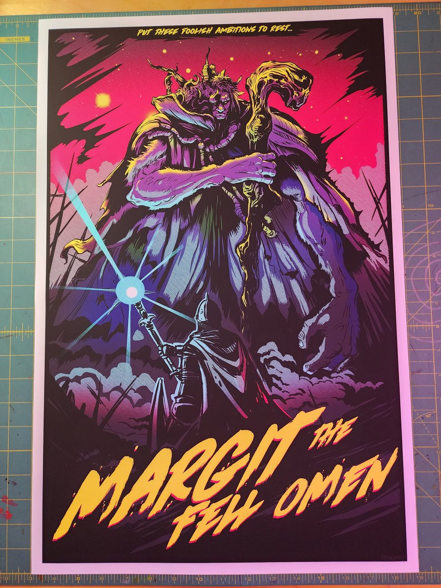 crowsmack's tweet photo. This is my 3rd Elden Ring inspired poster. Such a fun fun boss fight, and I love the magic weapon for the visuals. https://t.co/NVy9ZZnbWV