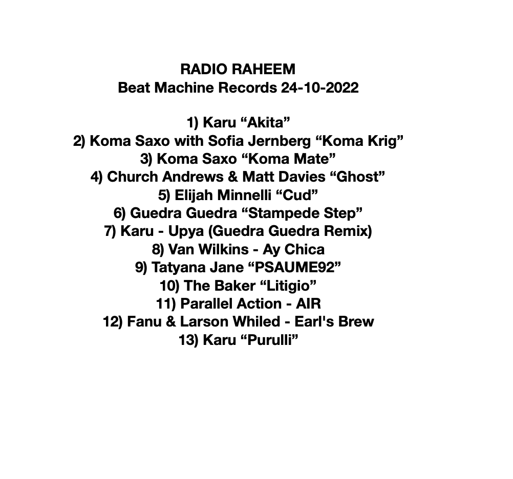 BeatMachineRec's tweet photo. Our latest show on @RadioraheemMi is now available for streaming via @mixcloud, what a vibe.
Incl. tunes from #Karu, #komasaxo, #GuedraGuedra, #ParallelAction, @FanuFatgyver, #TatyanaJane, #LarsonWhiled + more.
Dig the sound:
https://t.co/IvGgvobgvK https://t.co/q4YkFngRtY