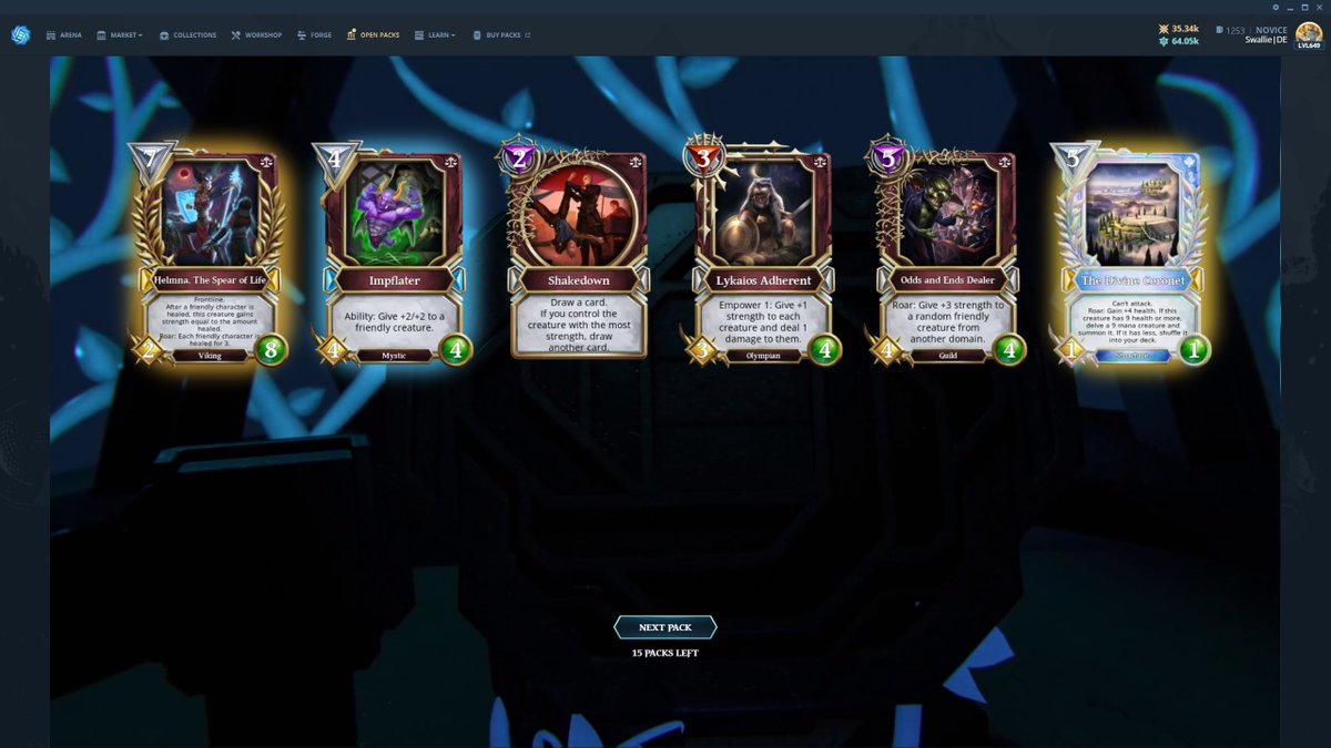 Opened some #LightsVerdict tournament Packs yesterday on stream and found this beauty in there! <a href="/GodsUnchained/">Gods Unchained</a>