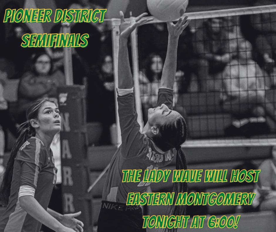 LadyWavesVball's tweet photo. Come out and cheer on your Lady Wave as we battle for a trip to the Pioneer District Championship 💚💛
Tickets are $7
#GoBigGreen https://t.co/YXfMNjXoMd