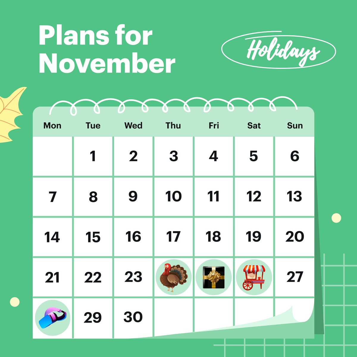 Plan content for November in advance! There are 2 things that will save you a lot of time during sale season:
🍁A collection of templates dedicated to the most important November events: bit.ly/3DE9Ly9
🍁VistaCreate Post Planner to schedule content directly to socials.