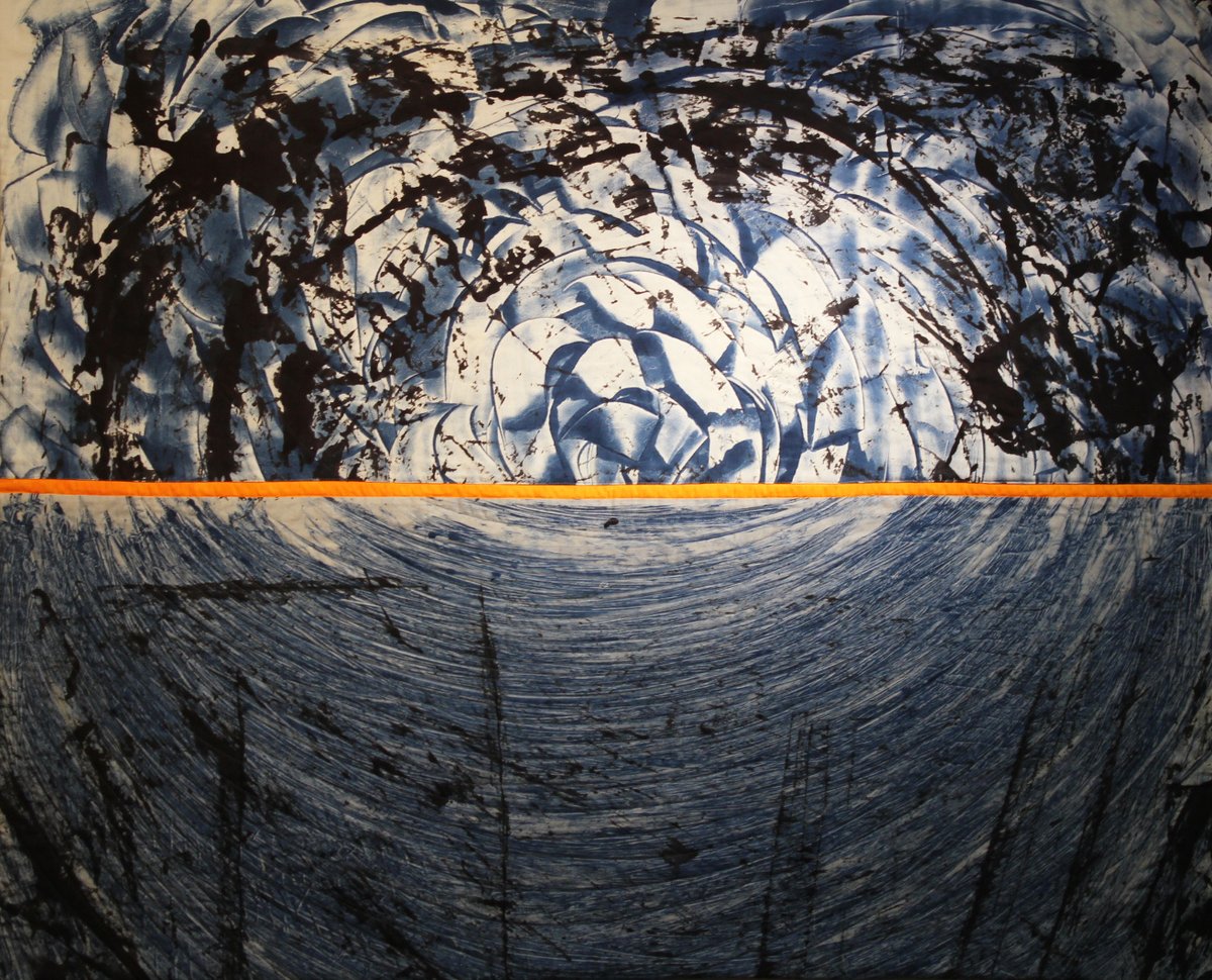 #ArtoftheDay: Fiberarts Guild of Pittsburgh Membership Exhibition
"Turbulent Times I" by Petra Fallaux (Quilt, $2000) is currently on view in our gallery