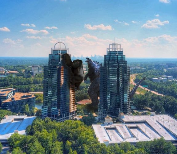 SandySpringsHT's tweet photo. In honor of Halloween coming up, some of your favorite monsters and movie characters have invaded Sandy Springs! Stay safe out there 😱

______

#sandysprings  #explorega #metroatl #exploregeorgia #visitsandysprings #godzilla #kingkong #kingandqueen https://t.co/W3PMaMrkdT