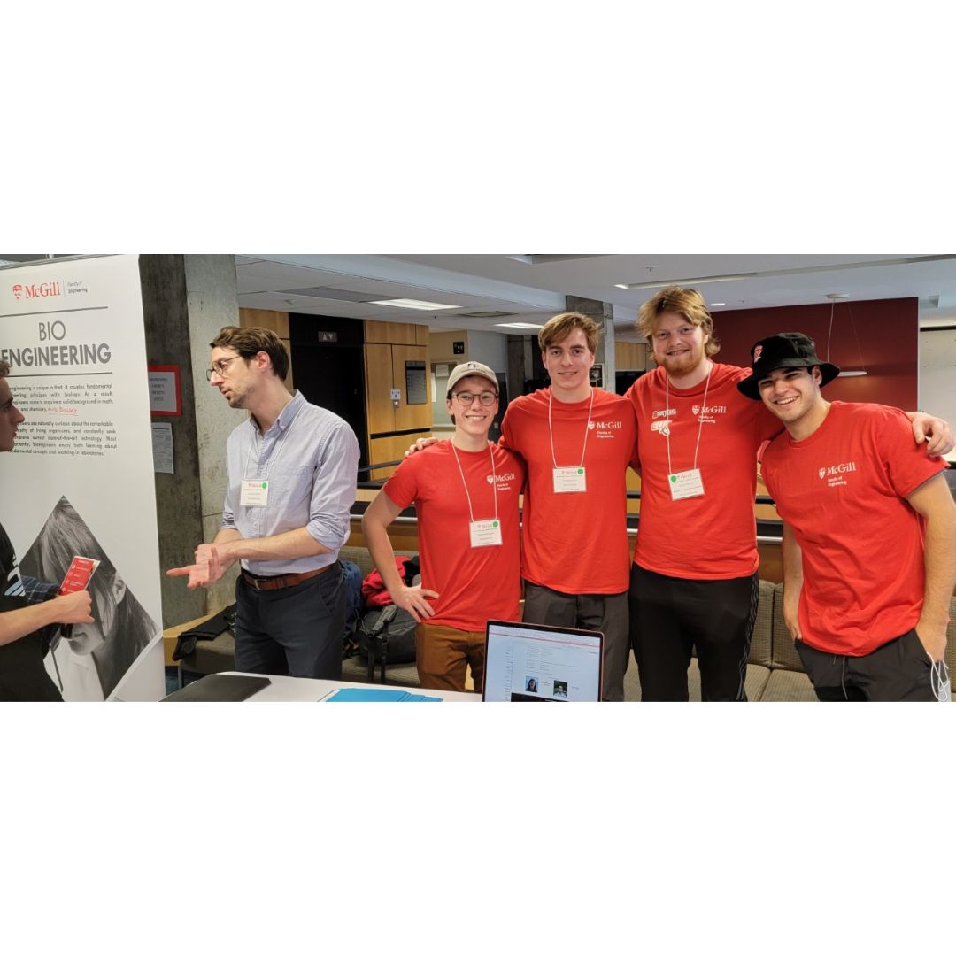 It was such a delight to be able to attend the Open House for the Faculty of Engineering in person this year. A warm thank you to professor Nicolau, Reznikov, Wachsmann-Hogiu and our BUSS representatives for their participation!

#mcgilluniversity #engineering #bioengineering