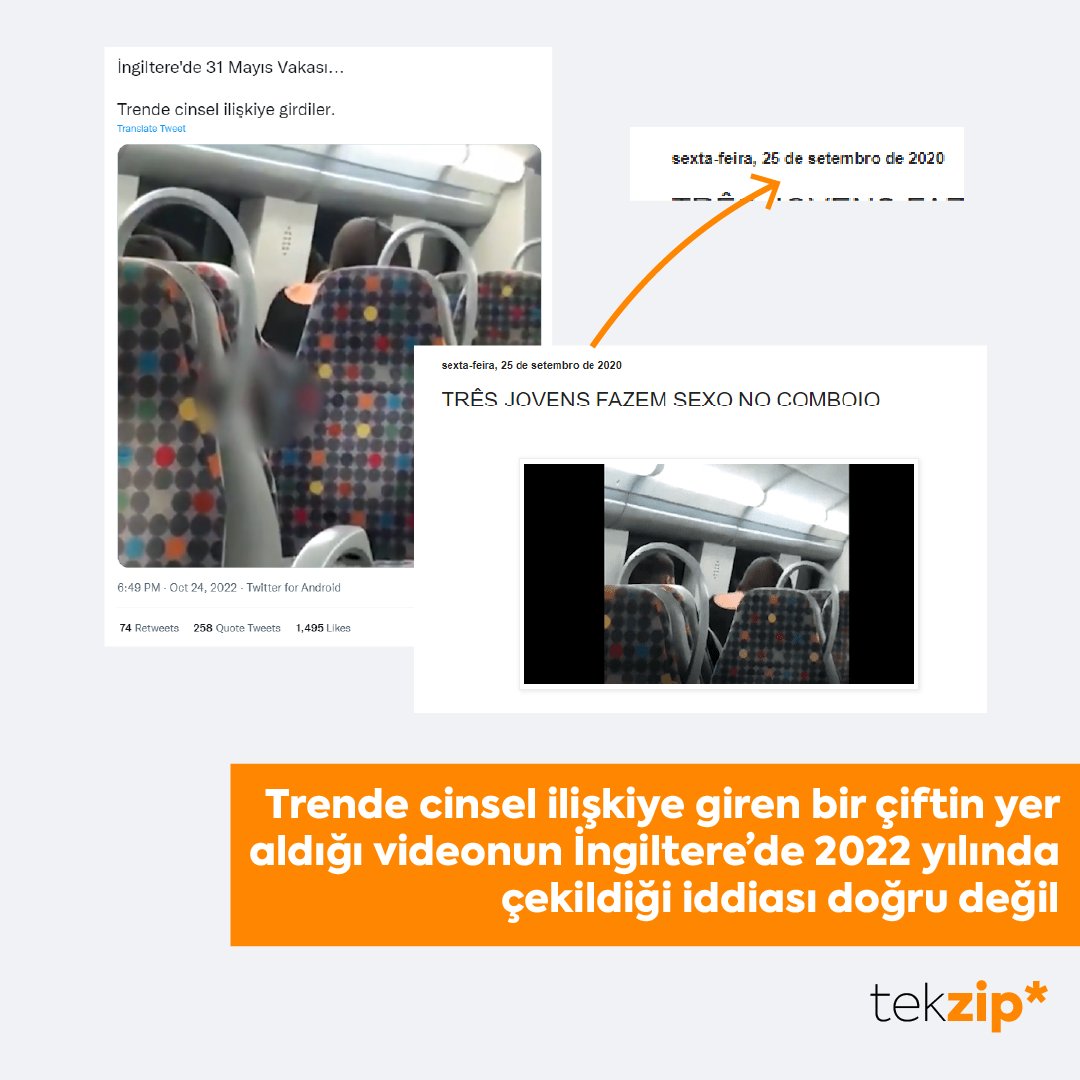 ❌Trende cinsel ilişkiye giren bir çiftin yer aldığı videonun İngiltere’de 2022 yılında çekildiği iddiası doğru değil.

✅Video, 2020 yılında Portekiz’in Lizbon şehrinde Azambuja tren hattında çekilmiş.