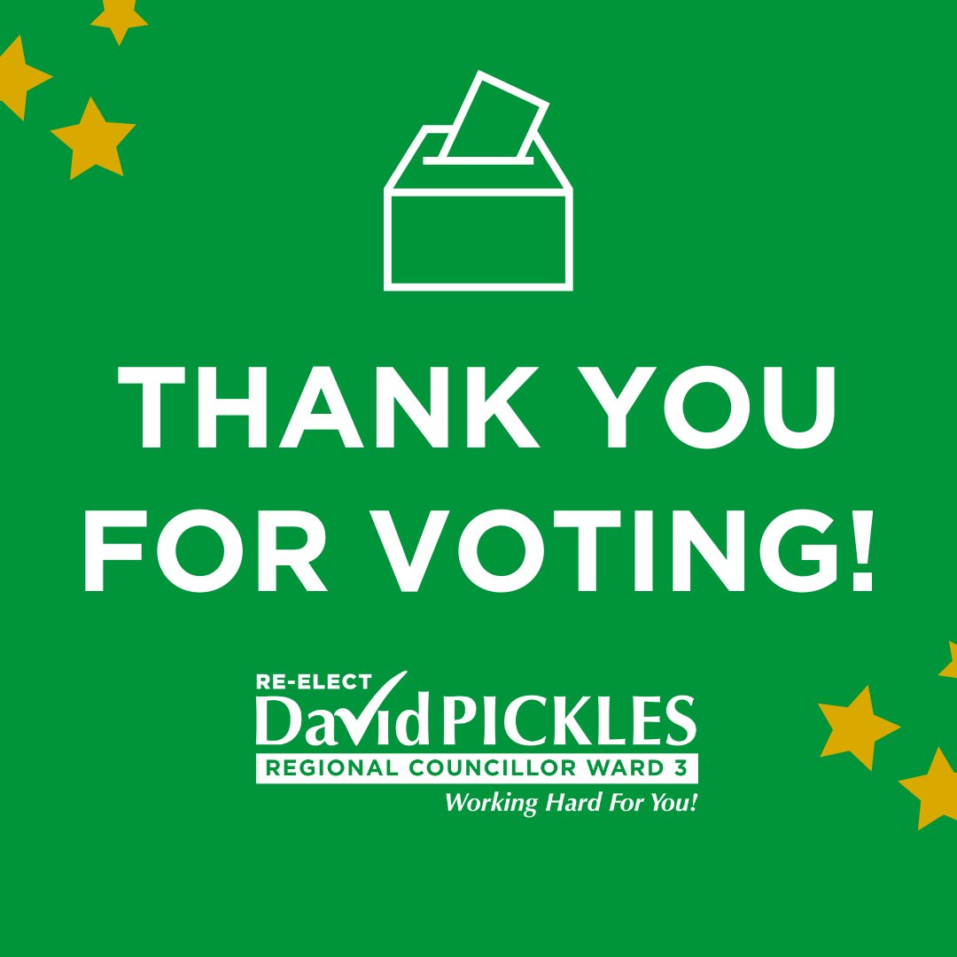 VotePickles's tweet photo. Pickering, thank you for voting! Thank you for your continued support throughout my campaign.

#DavidPickles #picklesforpickering #regionalcouncillor #pickering #communityleader https://t.co/2WFcIX9ibO