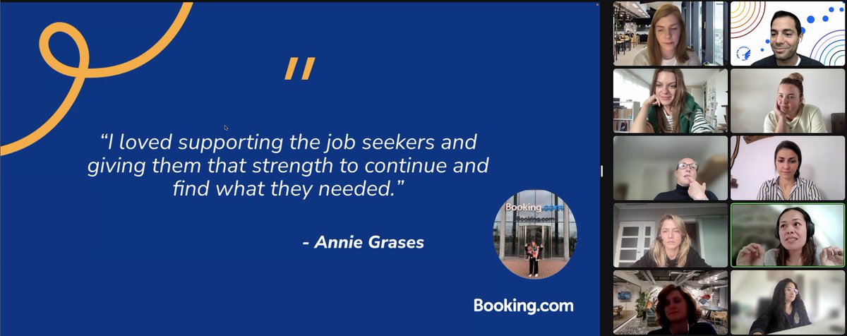 JobsHumanity's tweet photo. Amazing results! 21 https://t.co/YsEb4ED99i recruiters offered 1:1 coaching to 42 Ukrainian job seekers, most forcibly displaced -- part of their volunteering day. As a result, 10 job seekers got hired, 20 got interviews. We will do this again with them 💙 https://t.co/cRYqDPgsVV