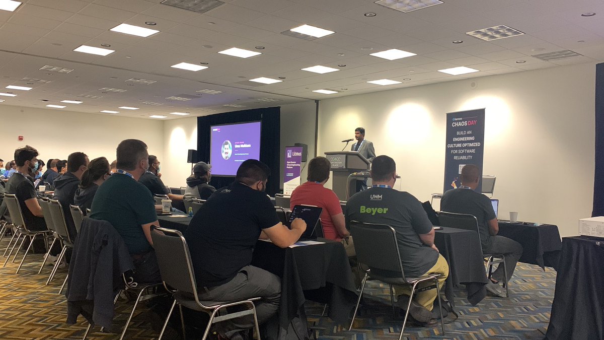 HackInMA's tweet photo. @Uma_Mukkara kicking off the first @harness Chaos Day @KubeCon #Detroit #ChaosEng https://t.co/rv4Aafeuog
