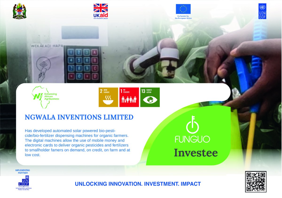 undptz's tweet photo. Congratulations @InventionsNg π₯³π for being selected as one of the 26 investees of the first cohort of the @Funguo_Tz funding round by @undptz @UNCDF and funded by @undptz @EUinTZ @UKinTanzania
#InnovationFinancing #ImpactFinancing #UnlockingFinancing https://t.co/FkFajMNjCc