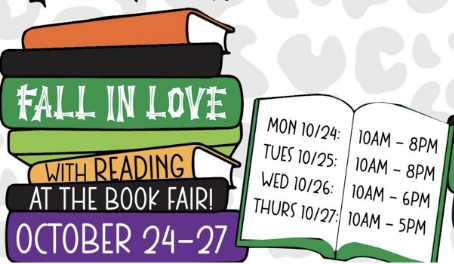 McKCheetahs's tweet photo. McKenzie's Book Fair is happening now.  
Tuesday, October 25th: 10am - 8pm 
Wednesday, October 26th: 10am - 6pm 
Thursday, October 27th: 10am - 5pm 
#d39cheetahs https://t.co/w4Jx8t96vz