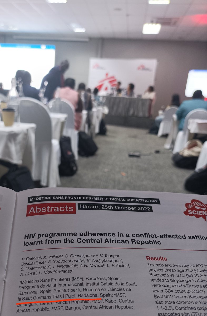 MelisaMartinPr1's tweet photo. Estar en una conferencia de Medicins Sans Frontiers (MSF) en Zimbabue y toparse con una presentación de un estudio del hospital donde me formé : Germans Trias i Pujol. Orgullo de hospital 😊 "Can Ruti, allà on siguis tan com puguis"💪 @hgermanstrias #MSFScientificDay https://t.co/1bNPfIoHDu