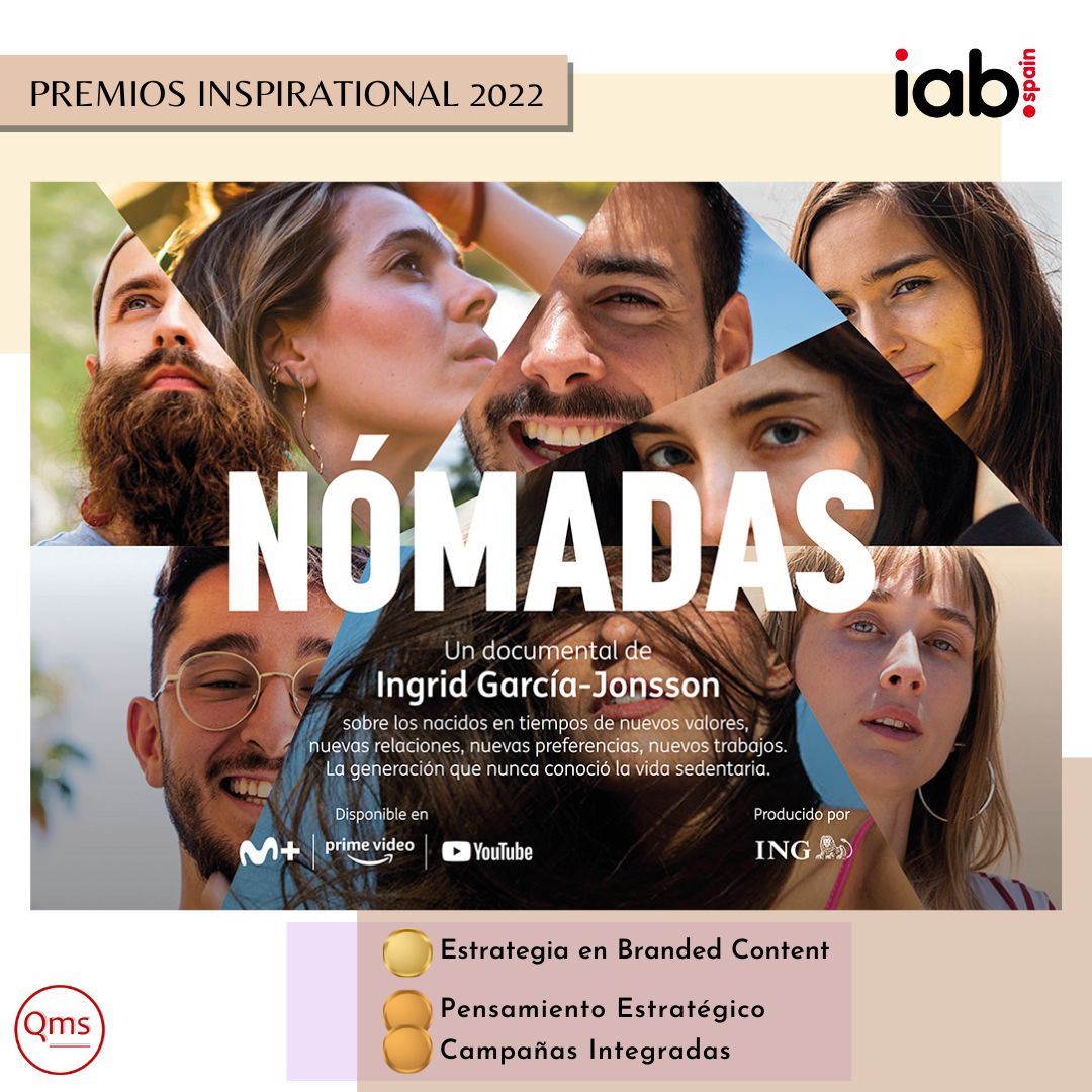 El documental “Nómadas” de @ING_es ha sido uno de los grandes triunfadores en los premios @F_Inspirational 2022 de la @IAB_Spain 🥇 Estrategia en Branded Content 🥉 Pensamiento Estratégico 🥉 Campañas Integradas ¡Enhorabuena! @srarushmore @ymediawink