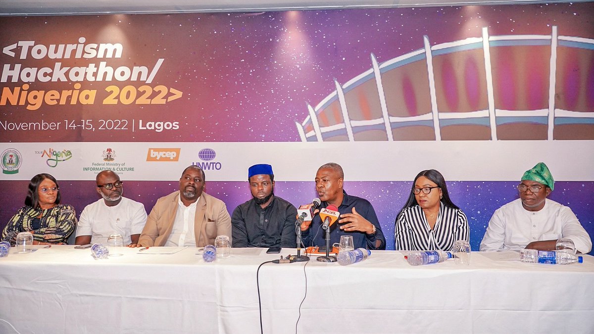 dgntdc's tweet photo. #TourismHackathon Press Conference.

Photo - left to right: Ime Udo, President, Nigeria Association of Travel Operators NATOP, Yinka Ladipo, Representative of the National Association of Nigeria Travel Agencies NANTA, Obi Asika, Founder and CEO of Storm 360,... https://t.co/sPwT4hFX7y