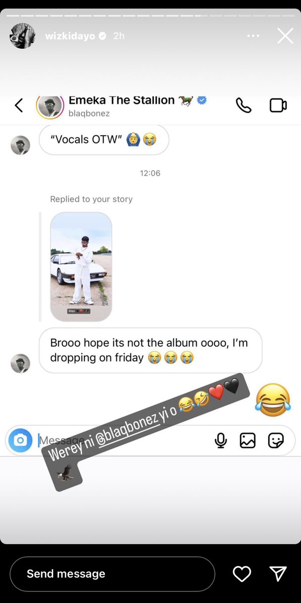 Naija_PR's tweet photo. WIZKID reposts BlaqBonez album on his InstaStory https://t.co/Do1b4f5N1L