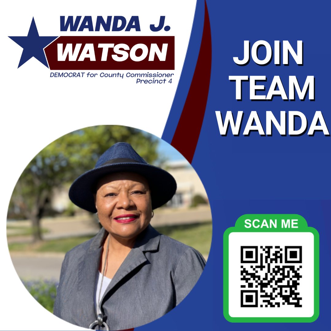 We can’t do this without you! Joining Team Wanda gets you engaged with voters on the issues that matter to them. Volunteer for Wanda J. Watson for #BrazosCounty Commissioner Precinct 4 👇👇 wandawatson.com/support-us #votewanda #volunteer #TexasDemocrats #TurnTexasBlue