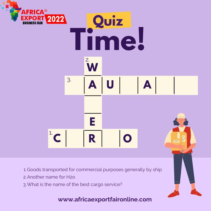 afrexportfair's tweet photo. #QuizTime Answer all 3 to win.

First 3 to answer wins a special gift prize to be awarded @ the #AfricaExportBusinessFair 

Let the game begin.... https://t.co/VmOqQlGuS8