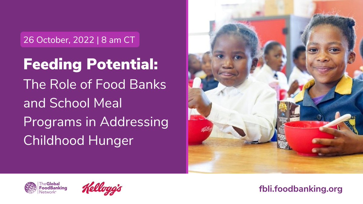 Webcast alert! Kellogg & @foodbanking will host a discussion about new research on the benefits of school breakfast programs & the role that food banks play in supporting these programs. Live on Oct. 26 at 9 a.m. ET. #BetterDays .  Register here: tinyurl.com/y62z6kyy