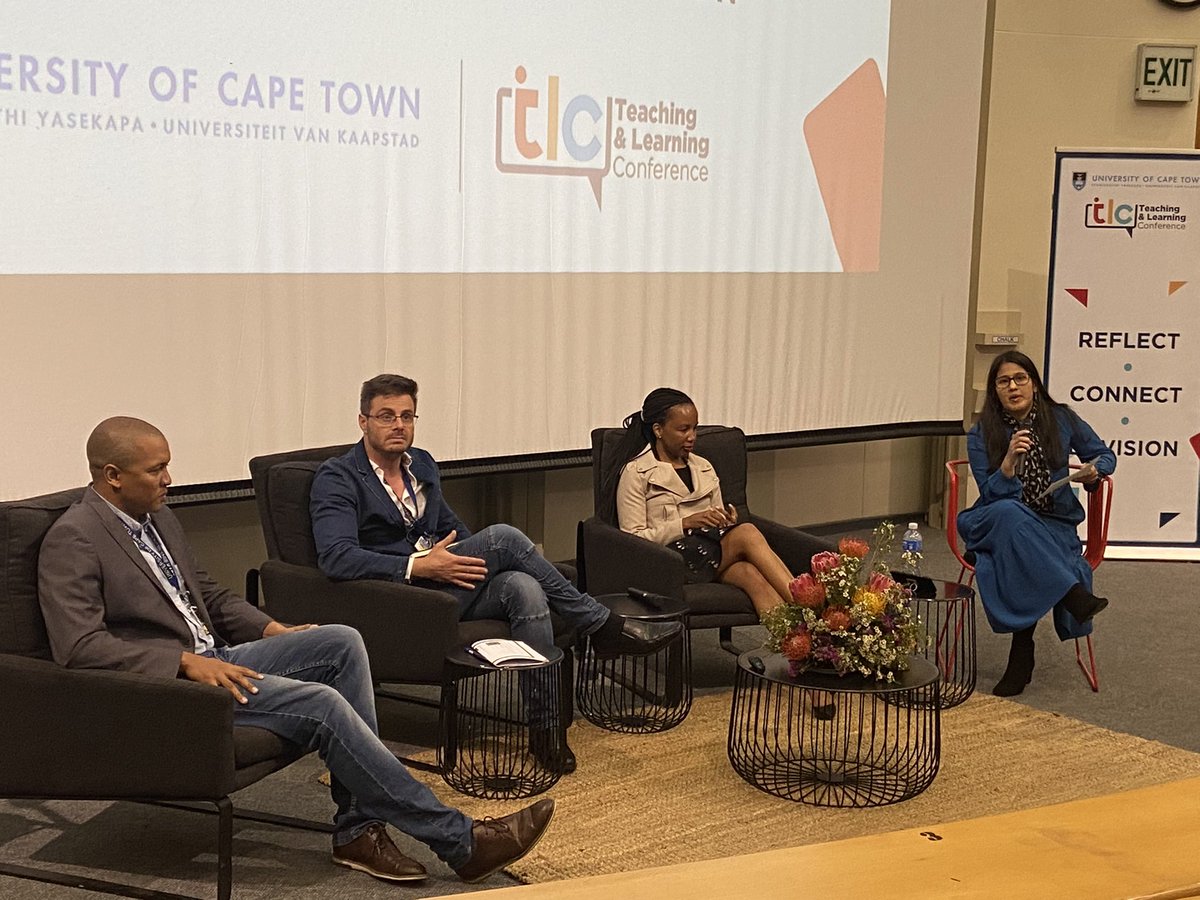 First encounters with the new digital learning system Amathuba <a href="/TasneemJaffer/">Tasneem</a> chairs a panel with three pilot course convenors Grant Oosterwyck, Warren Lilley and Tebeho Mofokeng talking about change and transitions #TLC2022