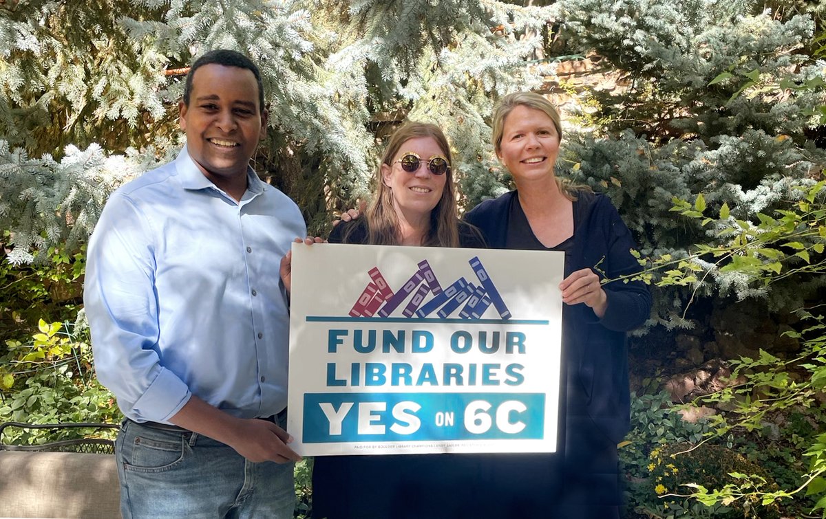 We ran into Congressman <a href="/JoeNeguse/">Joe Neguse</a> this week, and we're grateful for his support for public libraries. #YESOn6C <a href="/CynthiaCBeard/">Cynthia Beard (archived)</a> <a href="/library_sparkle/">Claire Kelley</a>