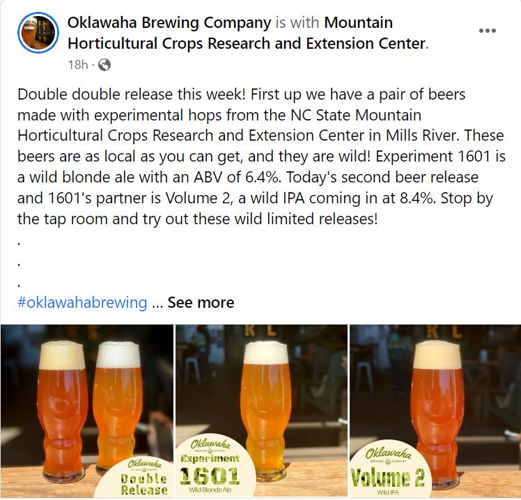 Try out this great community partnership in Hendersonville!  <a href="/OklawahaBrewing/">OklawahaBrewing</a>
