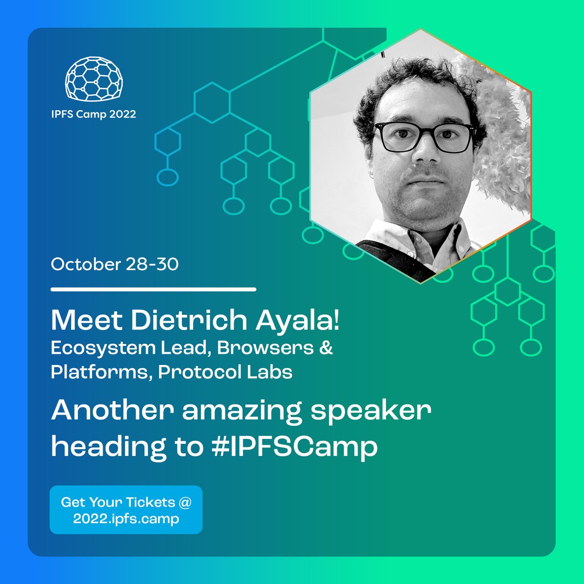 👋 Meet another amazing speaker heading to #IPFSCamp. 🗣️ Dietrich Ayala @dietrich • Ecosystem Lead, Browsers & Platforms, Protocol Labs ✏️ Register at 2022.ipfs.camp/#tickets
