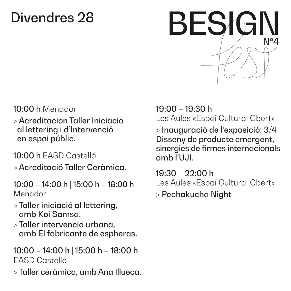besignfest's tweet photo. Extra, extra!💥📢

Ací teniu tota la programació del ʙᴇꜱɪɢɴ ꜰᴇꜱᴛ 🗓️
Us portem un cap de setmana carregat d'esdeveniments que no us podeu perdre. 

Encara no tens la teua entrada? 😱 Afanya't! 
A la venda en el link de la bio 🎟️

#besignFest2022 #LaExprimidora #somsuccreatiu https://t.co/tPM4Jl5DAw