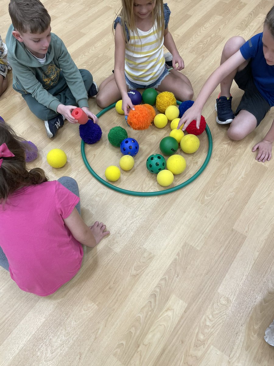 This week we are learning about Diwali and students are working on their locomotor skills and teamwork as they collect various PE equipment to make a rangoli on the floor.  #physicaleducation <a href="/SouthLakesEl1/">South Lakes Elementary</a>