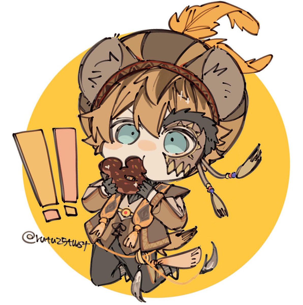 1boy male focus food solo eating chibi animal ears  illustration images