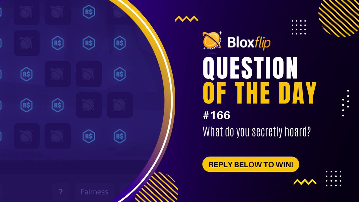 ❓ Question of the day ❓ #qotd

What do you secretly hoard? 🧤

Reply below for a chance to win our weekly 5,000 #robux #giveaway!
Follow us to win!
#bloxflip #roblox 👇