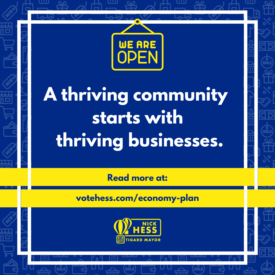 votehess22's tweet photo. Our businesses play a big part in the future of Tigard. Read my full plan on how I will support our business community as mayor here: https://t.co/H3MKxBnsCi. #hessfortigard #votehess #tigard #oregon #tigardoregon https://t.co/by1HJAuvhr