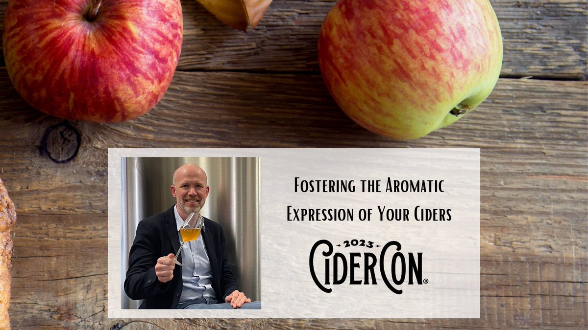 cidercon's tweet image. Join Yann Gilles, with over 25 years experience in the #cider industry, for this #CiderCon2023 session outlining a variety of ways to enhance the aroma of your cider. Learn more at: ciderassociation.org/cidercon2023/

#cidercon #pickcider #cidermaker #cidermaking #ciderindustry #craftcider
