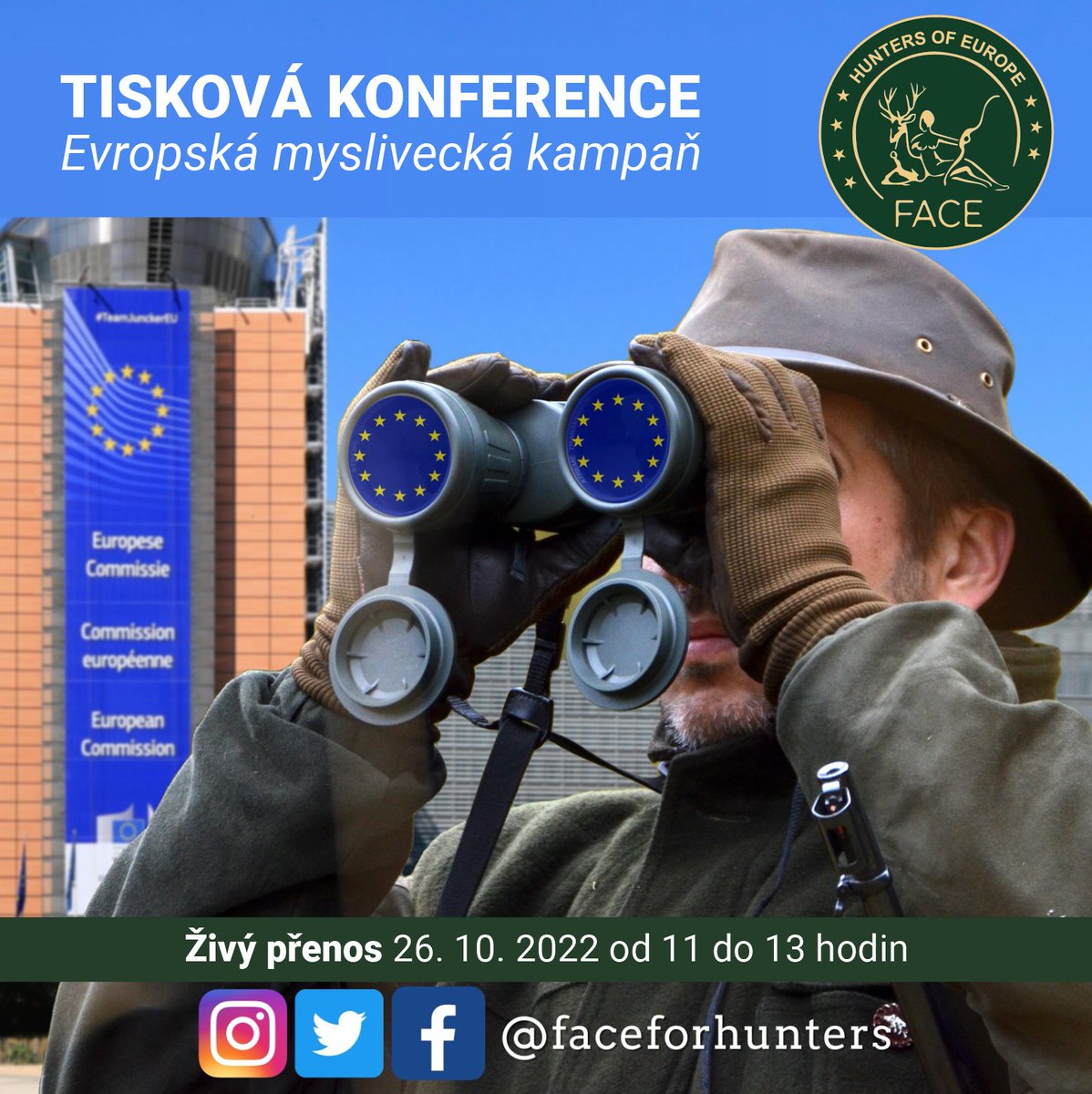 Brusel musí počítat se 7 miliony myslivců napříč Evropskou unií! Připojte se už dnes v 11 hodin online k tiskové konferenci Evropské myslivecké federace FACE - European Federation for Hunting and Conservation . signforhunting.com/#live
#SignForHunting #podpispromyslivost