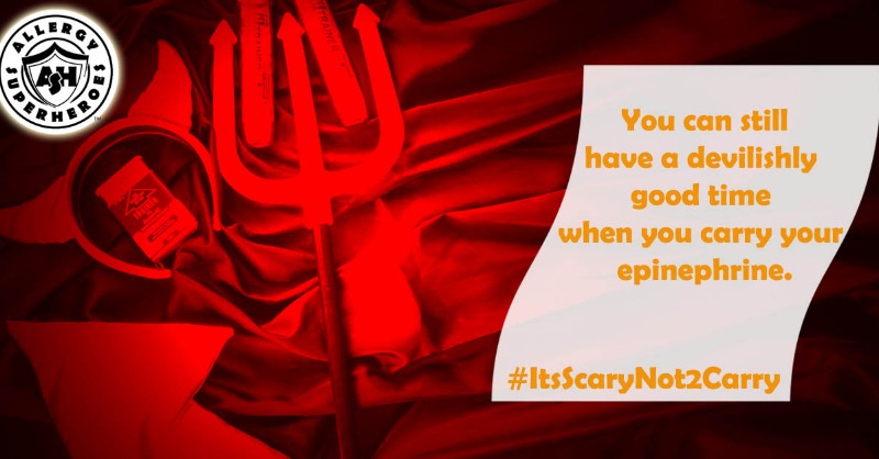 allergyheroes's tweet photo. Go out and have a good time this #Halloween. Just remember to always bring your Epinephrine auto-injectors!
#ItsScaryNot2Carry 
#FoodAllergy
#FoodAllergies
#FoodAllergyAwareness
#EpiSavesLives
#EpiFirstEpiFast
#EpiPen
#AuviQ
#Anaphylaxis
#Epinephrine https://t.co/G6YnWtWkl6