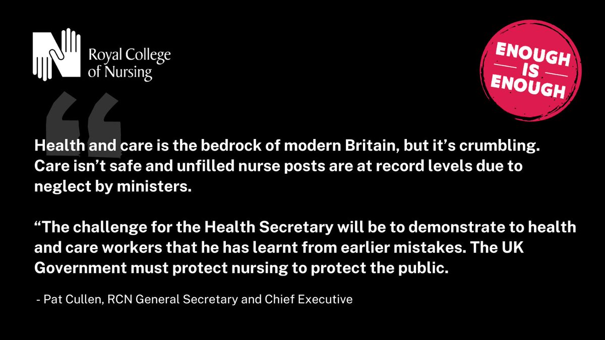 It is the returning Health Secretary <a href="/SteveBarclay/">Steve Barclay</a> who handed NHS staff another real terms pay cut. 
Show this government you won't be taken for granted any longer. Cast your vote in our strike ballot today. bit.ly/3bUShCB
#FairPayForNursing #SafeStaffingSavesLives