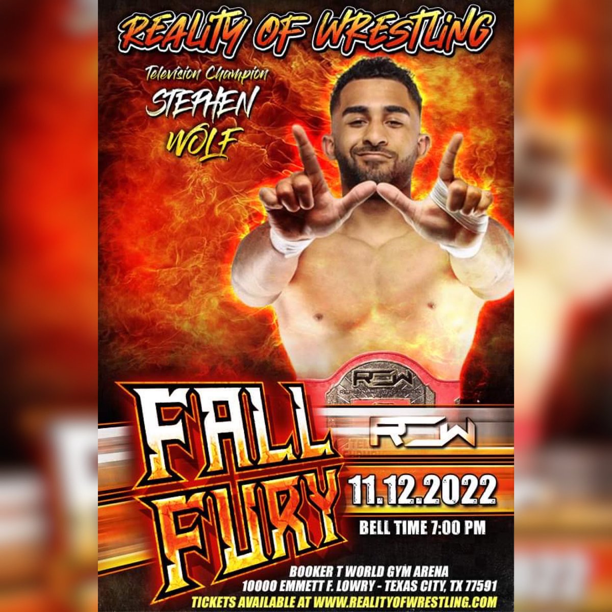 ‼️ TALENT ANNOUNCEMENT ‼️ @StephenWolf309 will defend his Television Championship at #FallFury on Saturday, November 12th in Texas City, TX at the World Gym Arena!! 10000 Emmett F Lowry Expy Texas City, Tx 77591 🎫 PICK YOUR SEATS 🎫 bit.ly/3TsrSMk