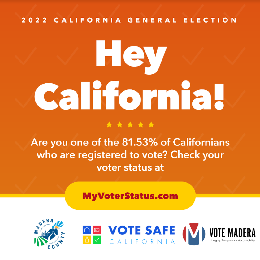 MaderaElections's tweet photo. To vote, you must be: a US citizen, CA resident, 18+ years old on Election Day, not currently serving a prison term, and not currently found mentally incompetent to vote by a court. Check your eligibility and register to vote at https://t.co/foD0Hednkm https://t.co/KNvGpVmwcR