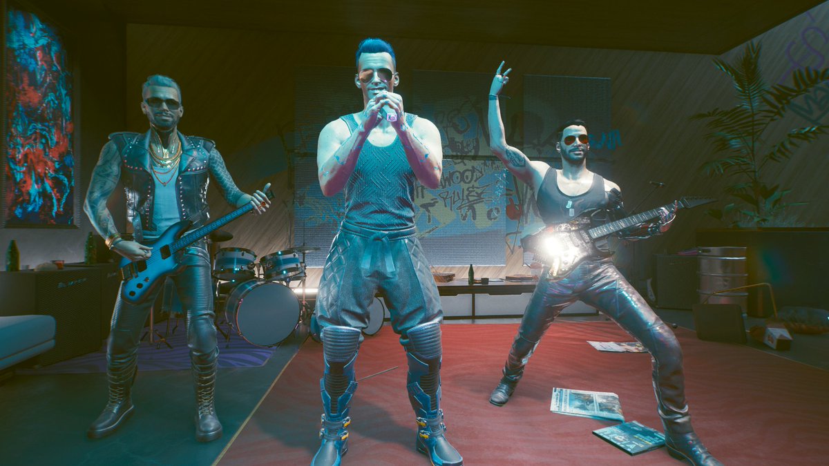 Blizzardforce's tweet photo. Rocker bois gonna rock! :D
#Cyberpunk2077 #KerryEurodyne #JohnnySilverhand #VirtualPhotography #SamuraiBand #MaleV #NightCity #PhotoMode #Cyberpunk2077PhotoMode #SilverV https://t.co/4g9xTKeNfi