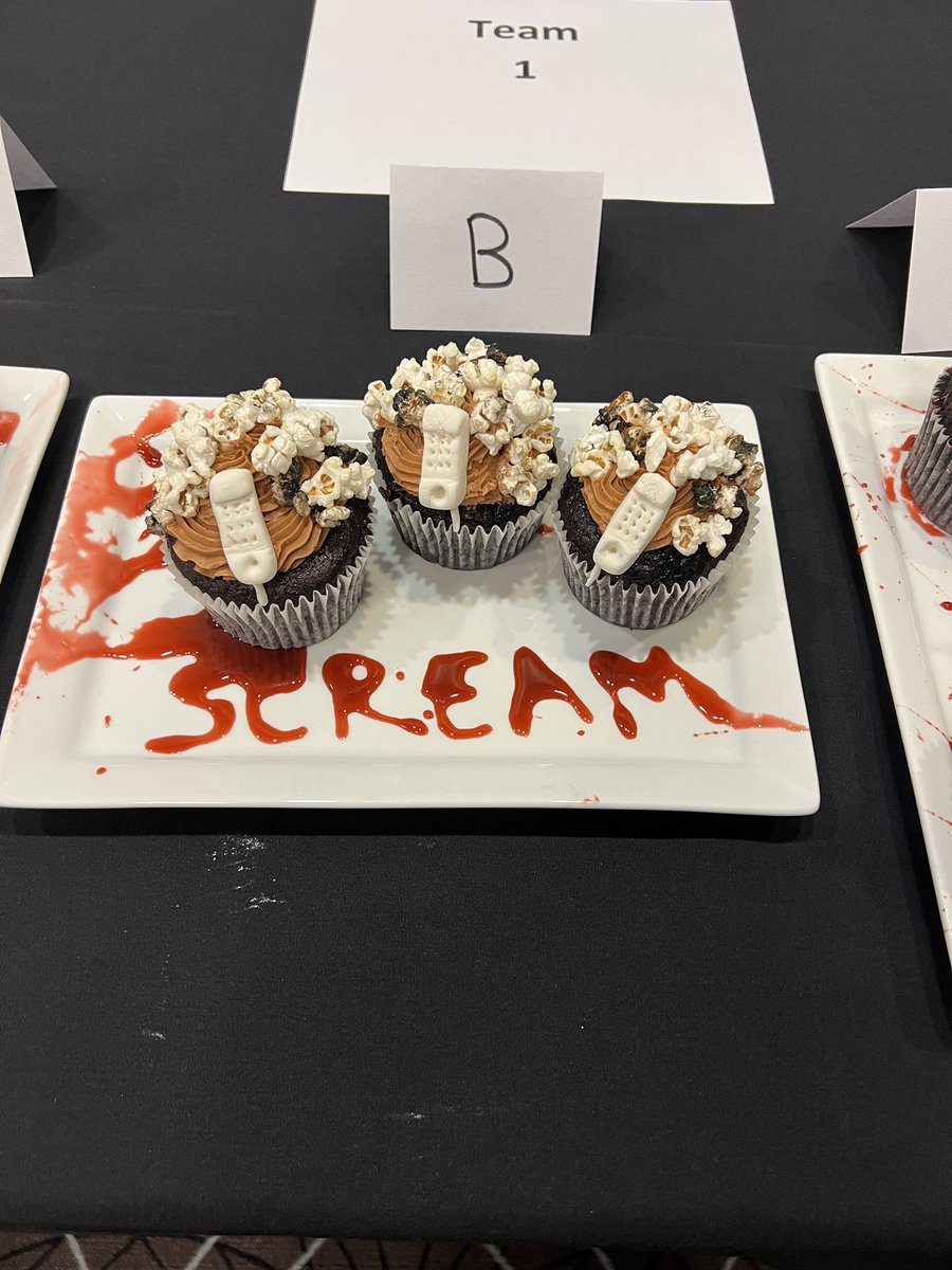 VJA_FCS's tweet photo. Job well done to our Culinary students at the @morainevalley Pastry Competition. Their “Scream” themed cupcakes wowed the judges! https://t.co/S3y0eowJLF