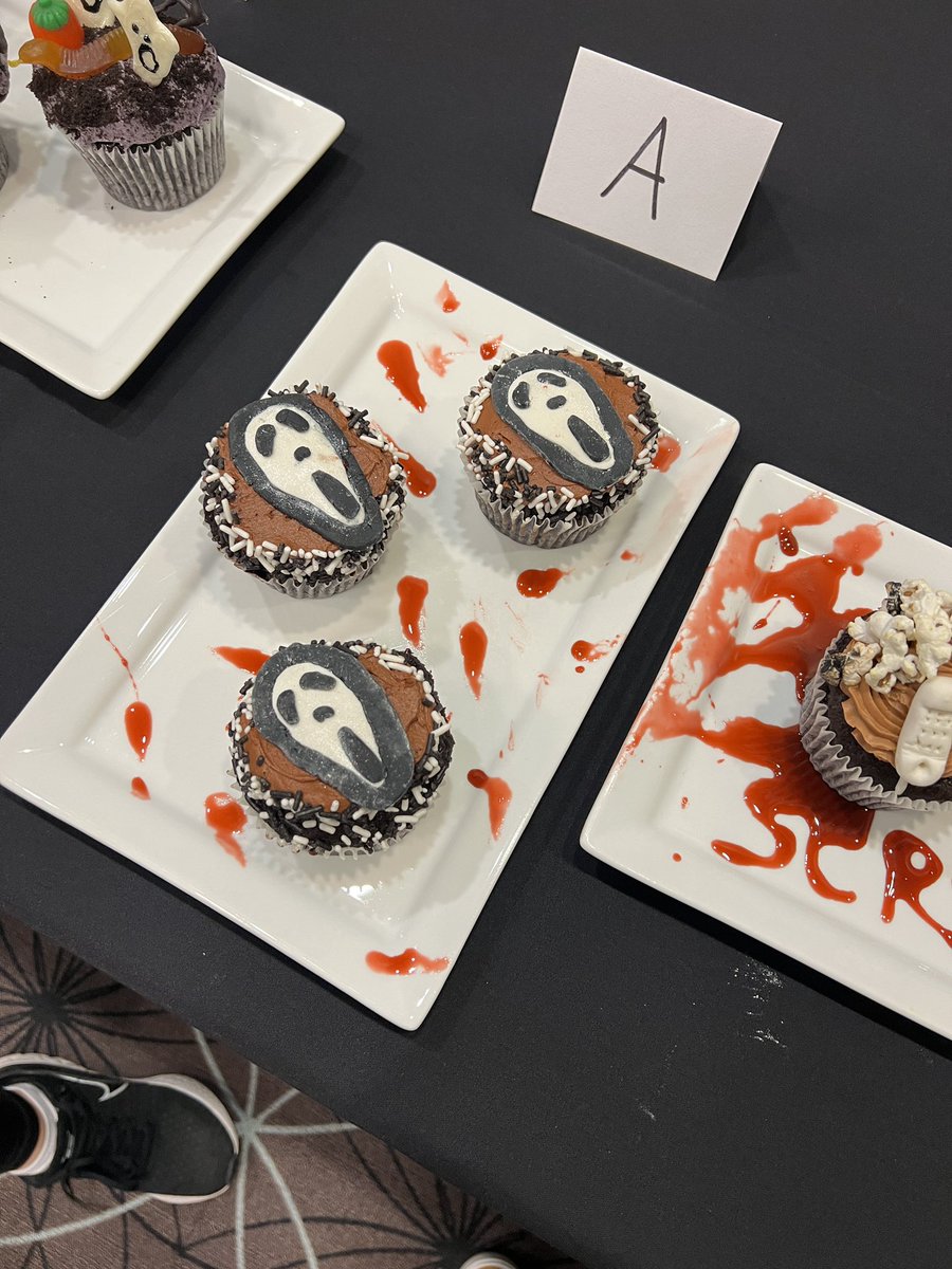VJA_FCS's tweet photo. Job well done to our Culinary students at the @morainevalley Pastry Competition. Their “Scream” themed cupcakes wowed the judges! https://t.co/S3y0eowJLF
