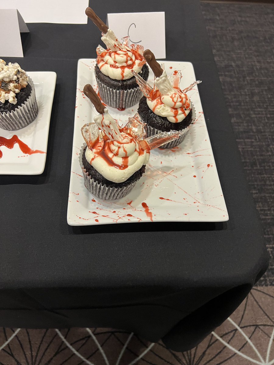 VJA_FCS's tweet photo. Job well done to our Culinary students at the @morainevalley Pastry Competition. Their “Scream” themed cupcakes wowed the judges! https://t.co/S3y0eowJLF