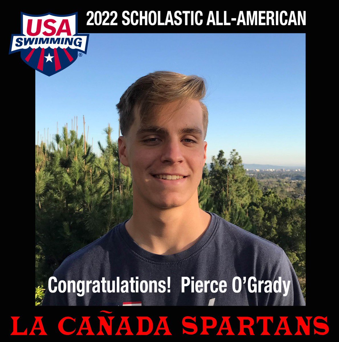 Congratulations to Pierce O’Grady for being named to the USA Swimming Scholastic All American team for 2022. Pierce has also qualified for the Junior Nationals. Your Spartan family is very proud of you.